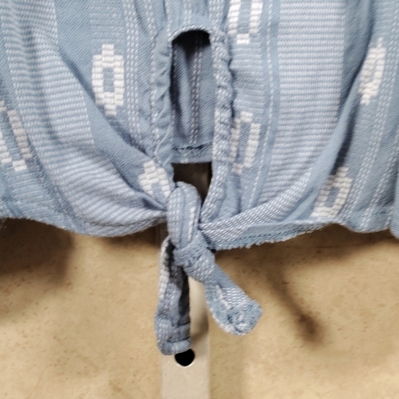 1132 Style & Co blue & white square neck tie front blouse XXL - Picture 7 of 10